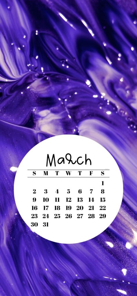 15.. Rich Purple Abstract Background & March 2025 Calendar SaturdayGift
