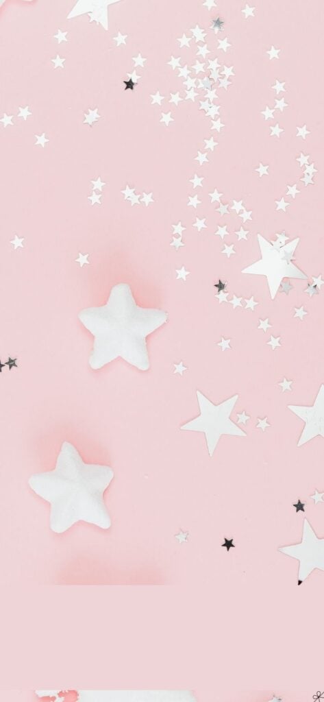 White Stars on Pink Surface Wallpaper for phone