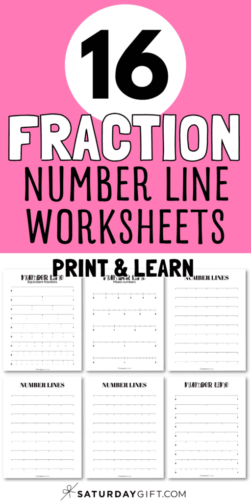 16 Fraction Number Line Worksheets - Print & Learn | SaturdayGift