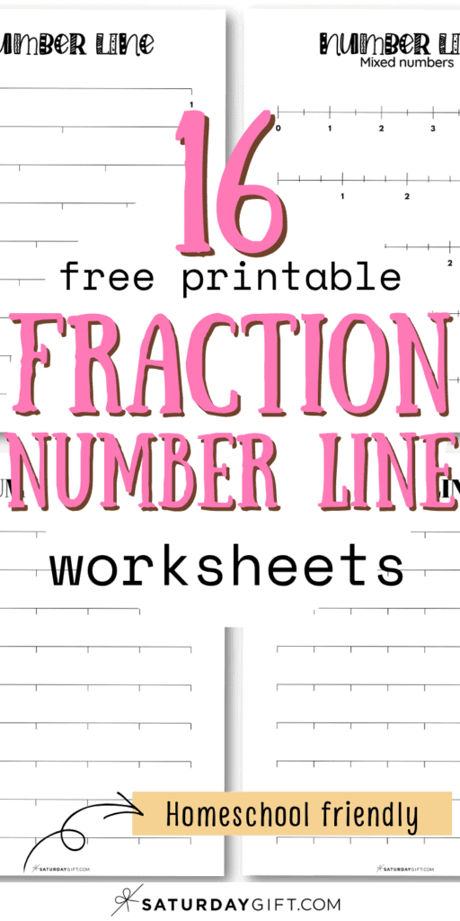 16 Free Printable Fraction Number Line - Worksheets - omeschool Friendly | SaturdayGift