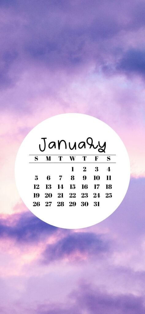 16. Purple Clouds Purple Sky Background and January 2025 Calendar SaturdayGift