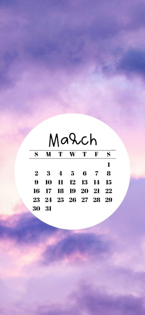 16. Purple Clouds Purple Sky Background and March 2025 Calendar SaturdayGift