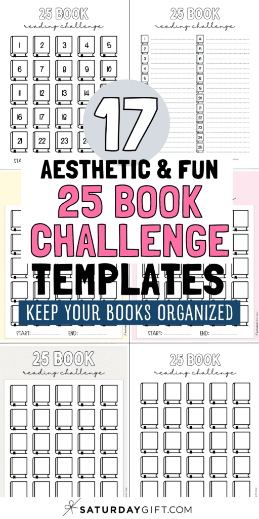 17 Aesthetic & Fun 25 Book Challenge Templates | SaturdayGift