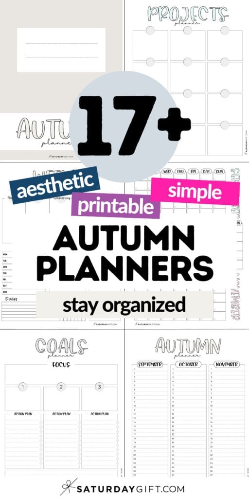 17+ Aesthetic Printable & Simple Autumn Planners - Stay Organized | SaturdayGift