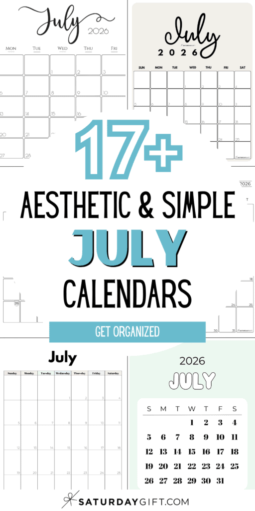 17+ Aesthetic and Simple July Calendars | SaturdayGift