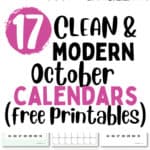 17 Clean and Modern October Calendars | SaturdayGift