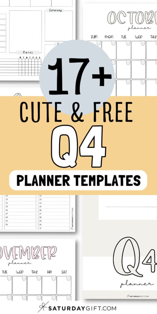 17+ Cute & Free Q4 - Planner Templates | SaturdayGift
