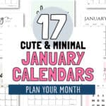 17 Cute & Minimal January Calendars - Plan Your Month | SaturdayGift