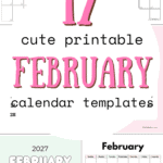 17 Cute Printable February Calendar Templates - Simplify Planning | SaturdayGift