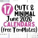 17 Cute and Minimal June 2026 Calendars Free Templates | SaturdayGift