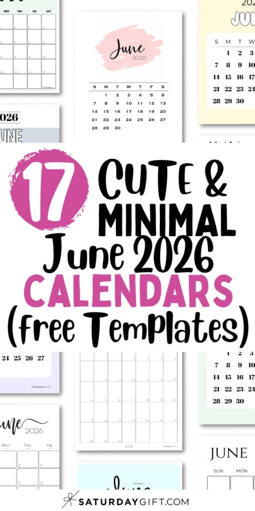 17 Cute and Minimal June 2026 Calendars Free Templates | SaturdayGift