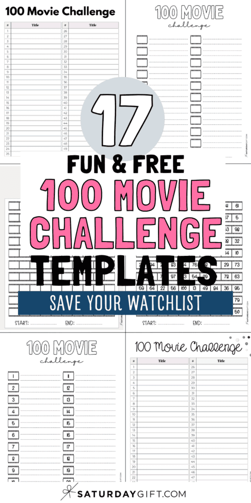 17 Fun & Free 100 Movie Challenge Templates | SaturdayGift