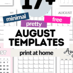 17+ Minimal Pretty & Free August Templates - Print at Home | SaturdayGift
