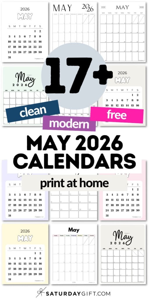 17+ Modern and Free May 2026 Calendars | SaturdayGift