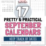 17 Pretty & Practical September Calendars - Keep Track of Dates | SaturdayGitf