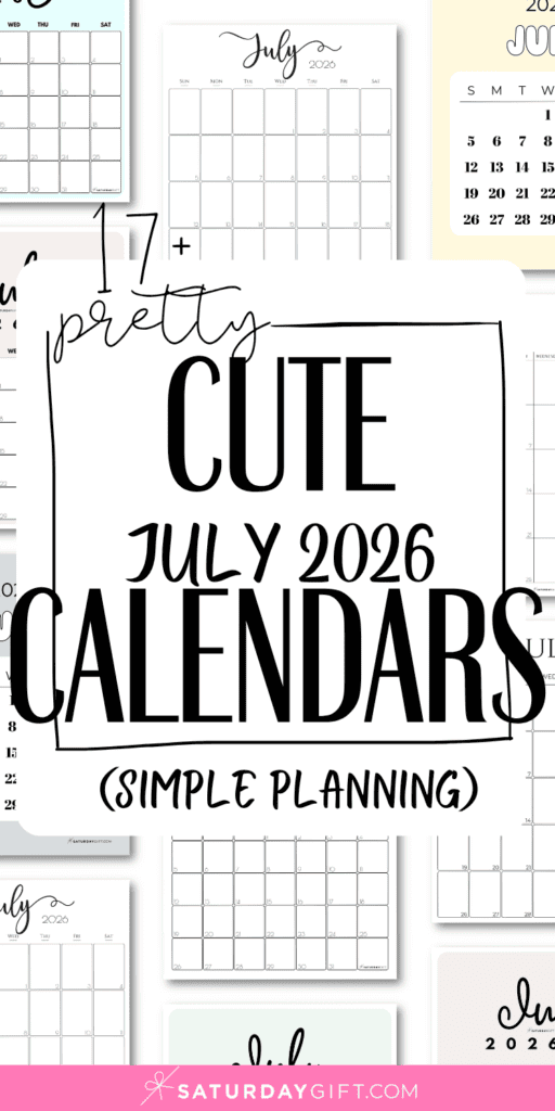 17+ Pretty and Cute July 2026 Calendars | SaturdayGift