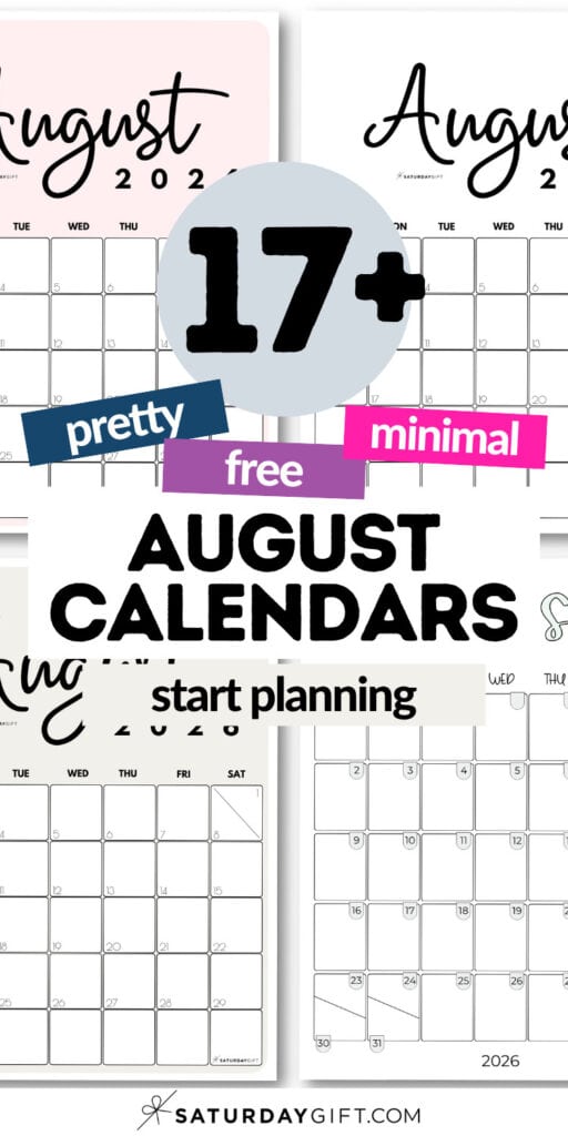 17+ Pretty and Free August Calendars | SaturdayGift