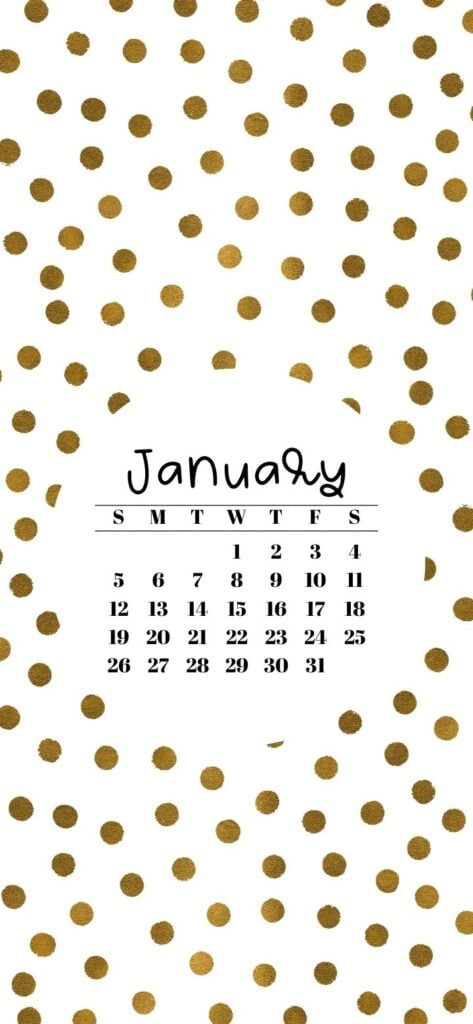 17. Gorgeous Gold Dots Wallpaper & January 2025 Calendar SaturdayGift