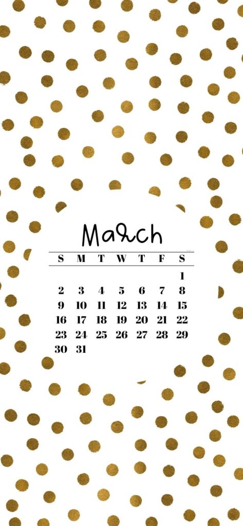 17. Gorgeous Gold Dots Wallpaper & March 2025 Calendar SaturdayGift