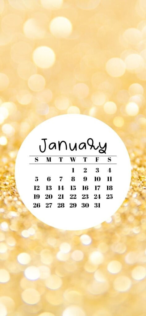 18. Gold Glitter Background & January 2025 Calendar SaturdayGift