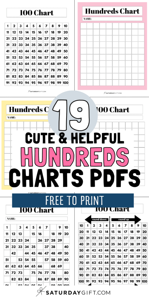 19 Cute & Helpful Hundreds Charts PDFS - Free to Print | SaturdayGift