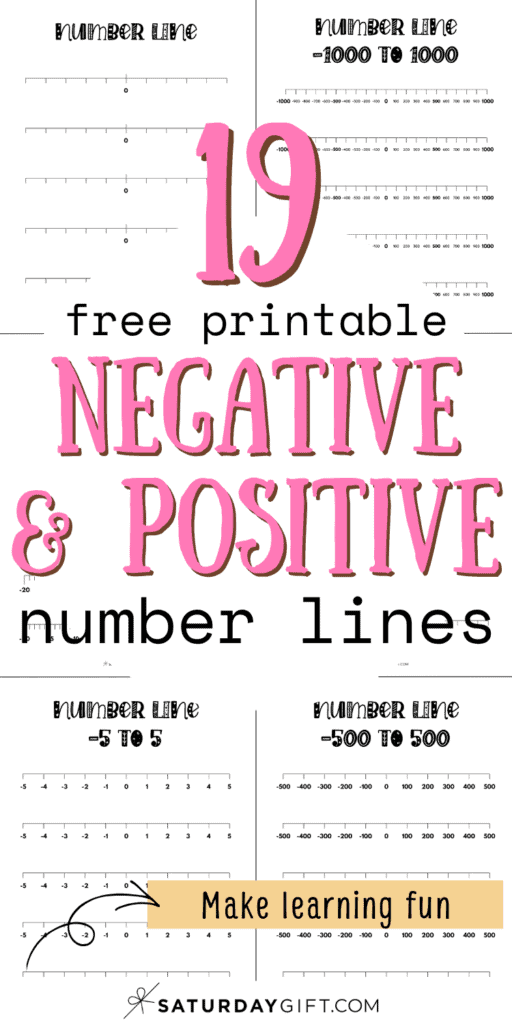 19 Free Printable Negative & Positive Number Lines - Make Learning Fun | SaturdayGift