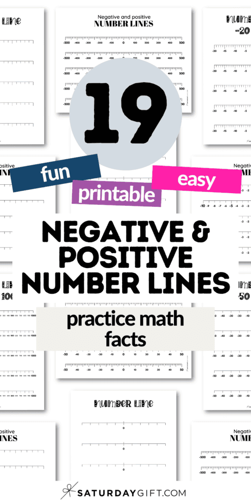 19 Fun Printable & Easy Negative & Positive Number Lines - Practice Math Facts | SaturdayGift