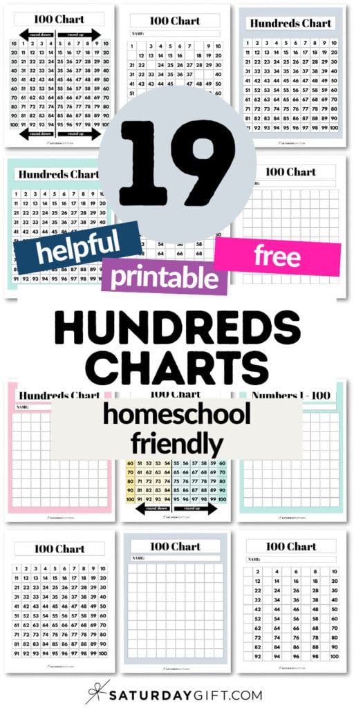 19 Helpful Printable & Free Hundreds Charts - Homeschool Friendly | SaturdayGift