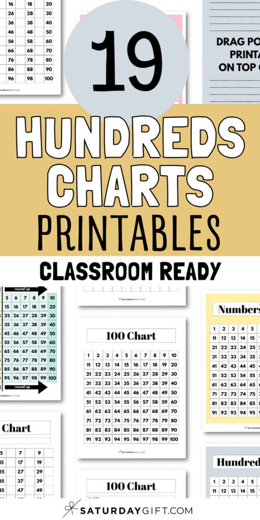 19 Hundreds Charts Printables - Classroom Ready | SaturdayGift