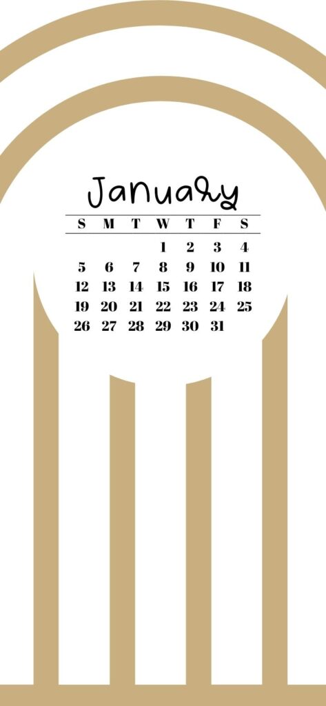 19. Gold Arches & January 2025 Calendar Wallpaper SaturdayGift
