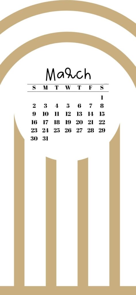19. Gold Arches & March 2025 Calendar Wallpaper SaturdayGift