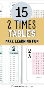 2 Times Table Chart - 15 Cute & Free Printables | SaturdayGift