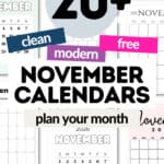 20+ Clean and Modern November Calendars | SaturdayGift