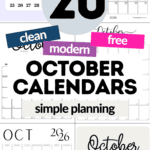 20 Clean and Modern October Calendars | SaturdayGift