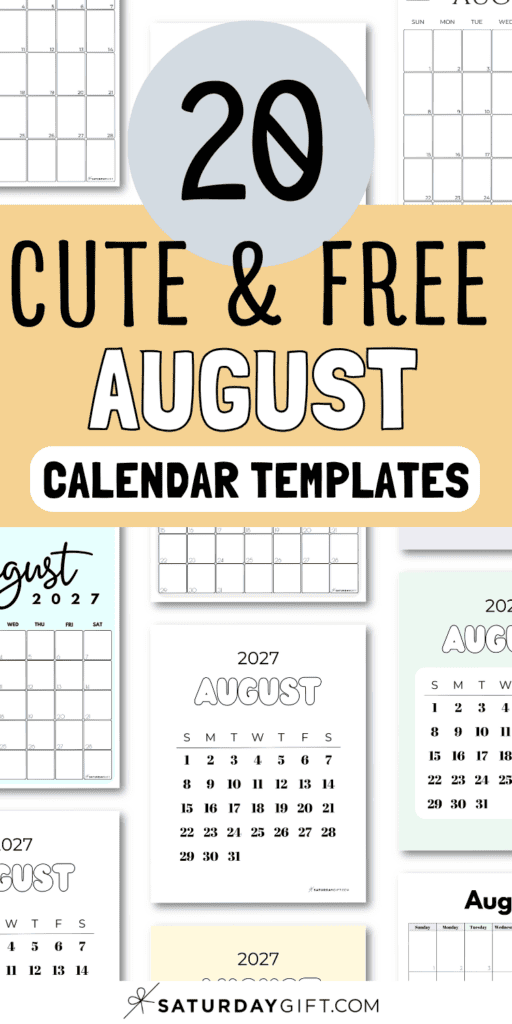 20 Cute & Free August Calendar Templates | SaturdayGift
