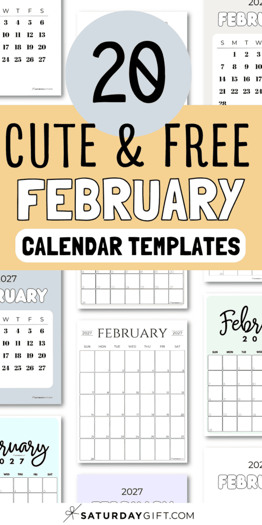 20 Cute & Free February Calendar Templates | SaturdayGift