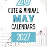 20 Cute & Minimal May Calendars 2027 - To Print at Home | SaturdayGift