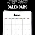 20 Cute Printable June 2027 Calendars | SaturdayGift