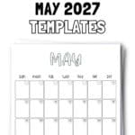 20 Cute Printable May 2027 Templates | SaturdayGift