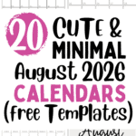 20 Cute and Minimal August 2026 Calendars | SaturdayGift