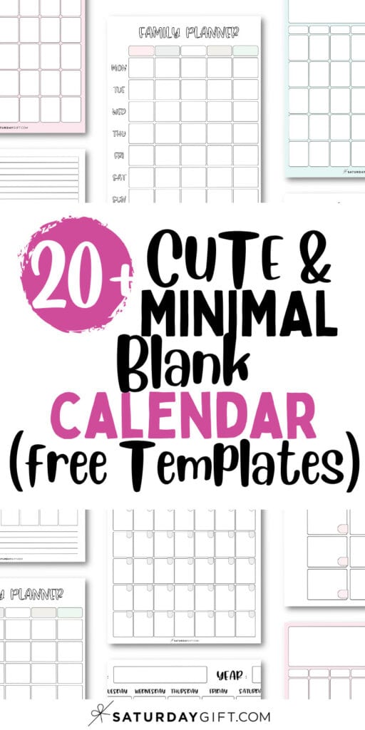 20+ Cute and Minimal Blank Calendar | SaturdayGift
