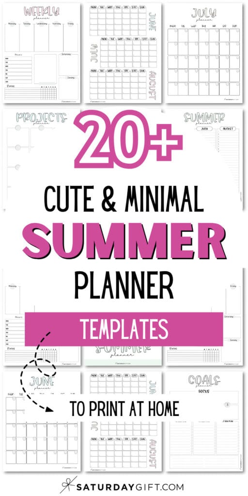20+ Cute and Minimal Summer Planner Templates | SaturdayGift