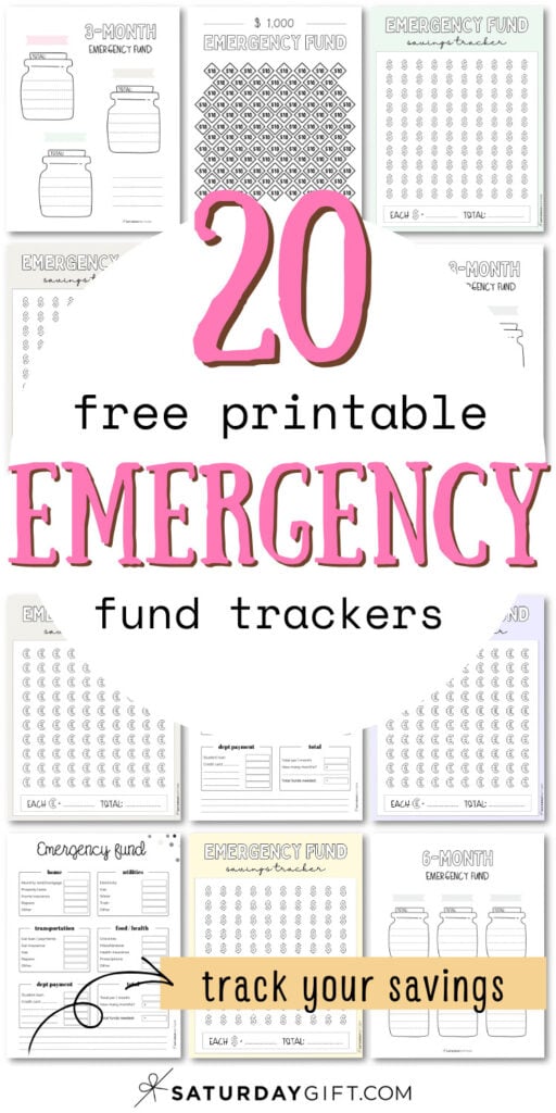 20 Free Printable Emergency Fund Trackers | SaturdayGift