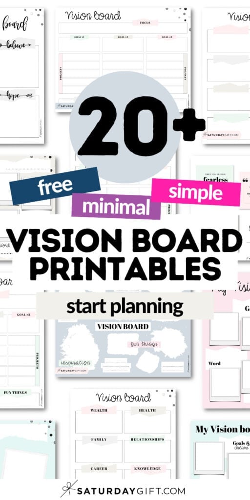 20+ Free and Minimal Vision Board Printables | SaturdayGift