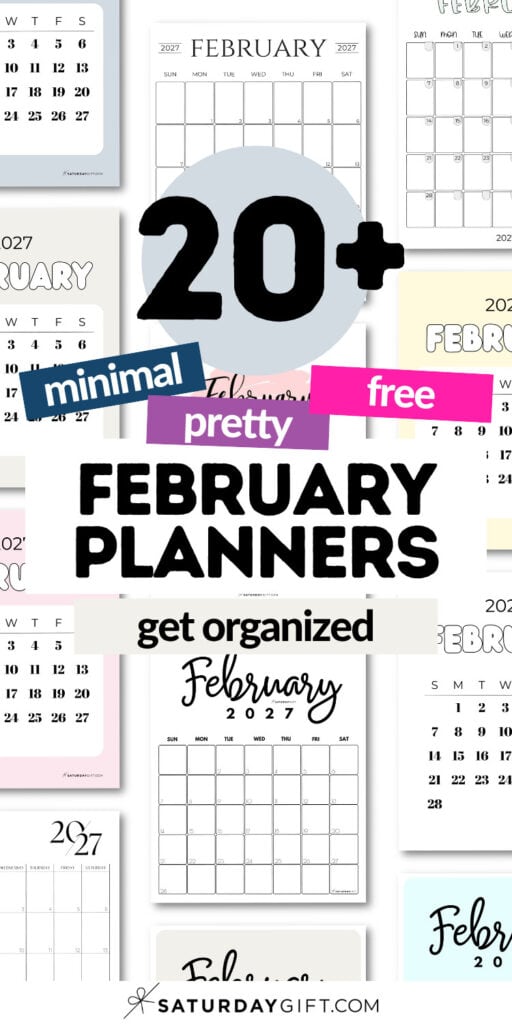 20+ Minimal Pretty & Free February Planners - Get Organized | SaturdayGift