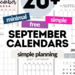 20+ Minimal and Free September Calendars | SaturdayGift