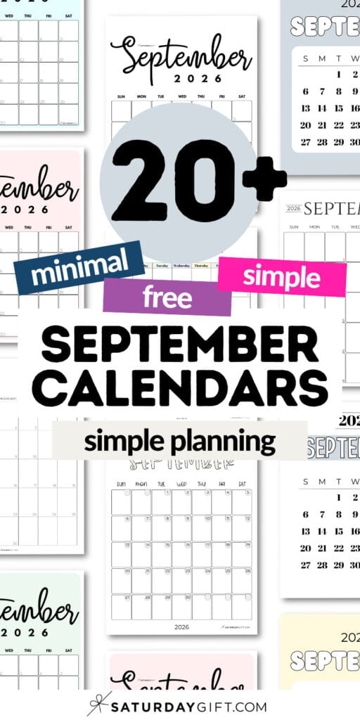 20+ Minimal and Free September Calendars | SaturdayGift
