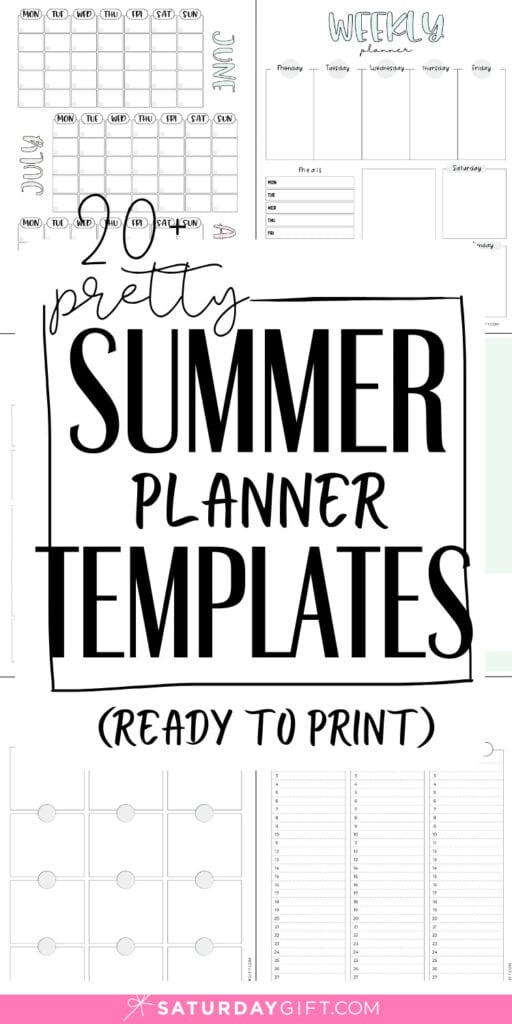 20 Pretty Summer Planner Templates | SaturdayGift