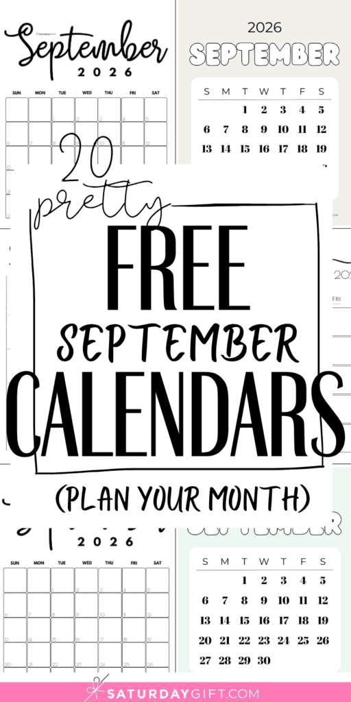 20 Pretty and Free September Calendars | SaturdayGift