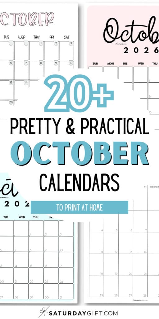 20+ Pretty and Practical October Calendars | SaturdayGift